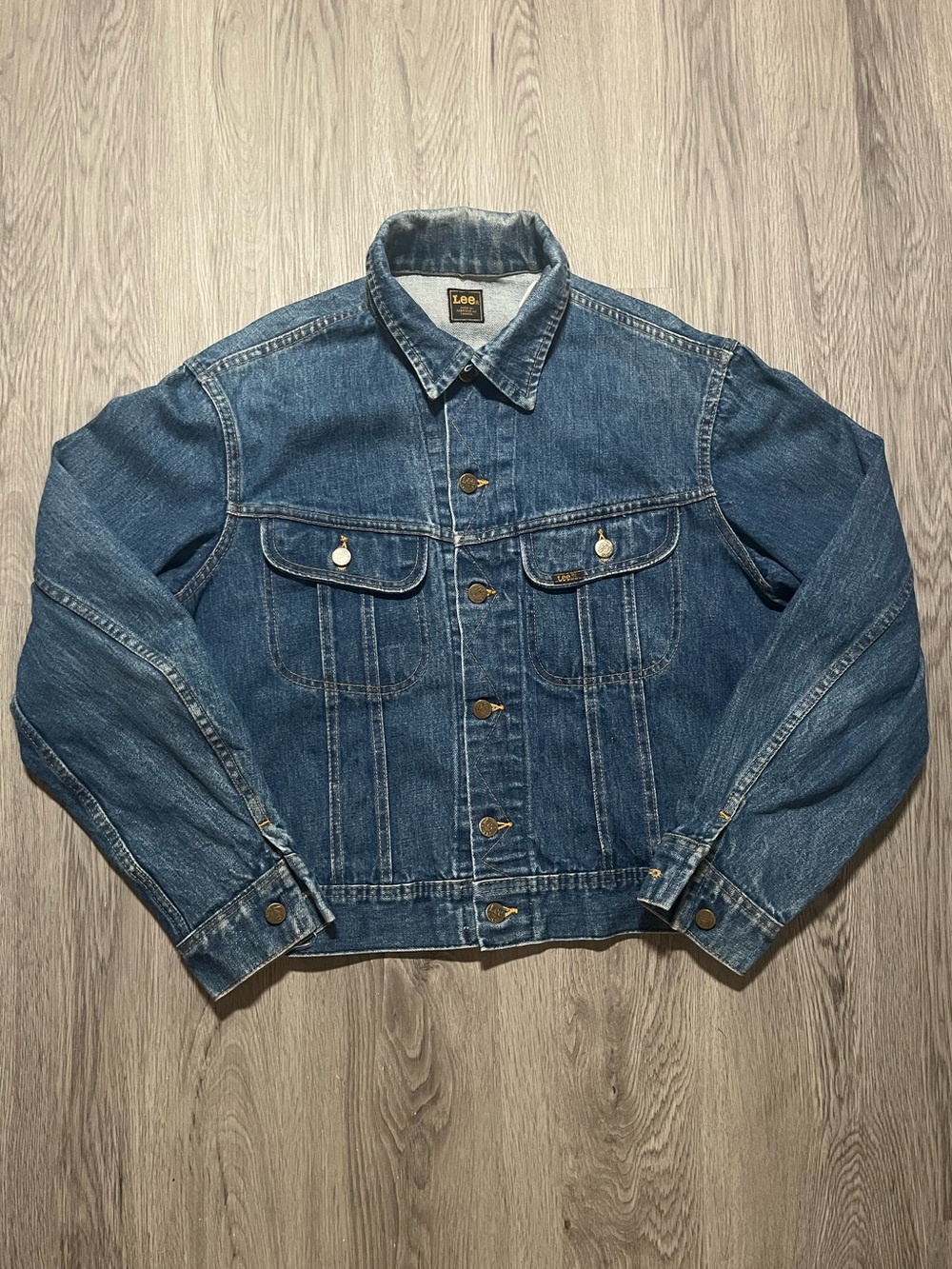 70s Lee Riders vintage denim Jean trucker button-down jacket mens s-m